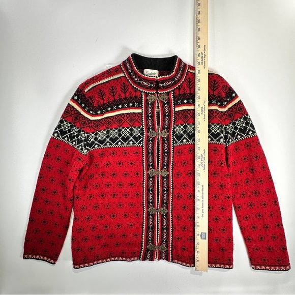 Cambridge apres ski wool cardigan Nordic clasp sweater jacket M - Picture 12 of 12